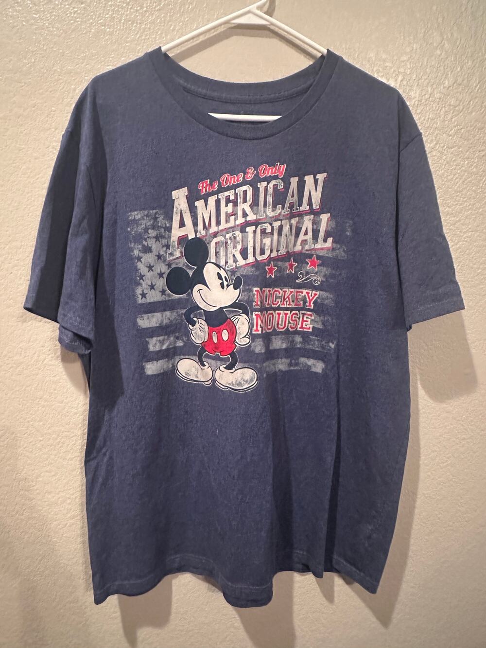 NWOT Disney Parks Mickey Mouse Patriotic USA Flag American Original Blue Tee 2XL